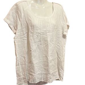 Russ Berens top S 100% linen white pintuck‎ Decor Angelic Minimalist Dainty Girl